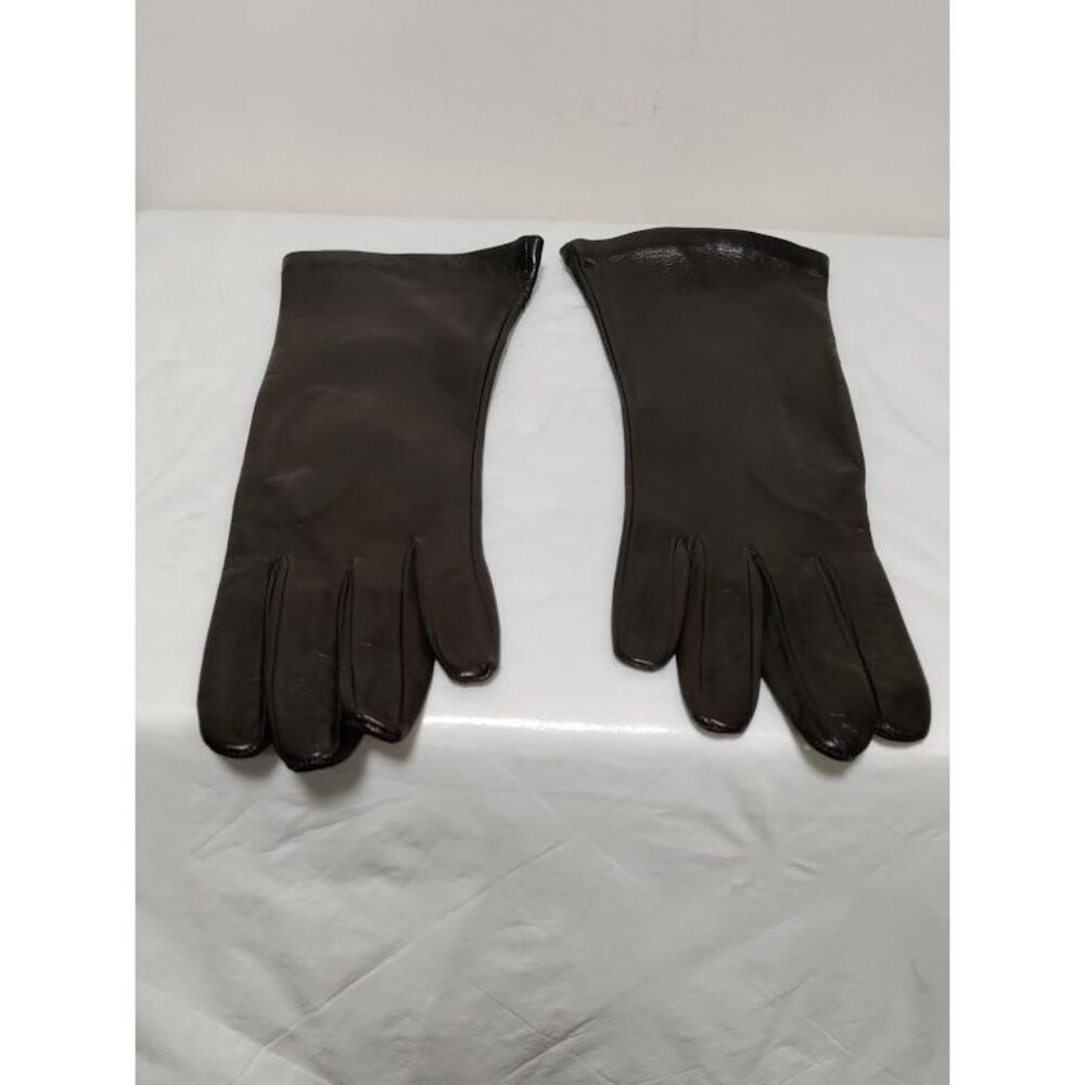 Neiman Marcus Brown Leather Gloves Silk Lined Luxury Vintage Equestrian Womens 7 - Picture 5 of 10